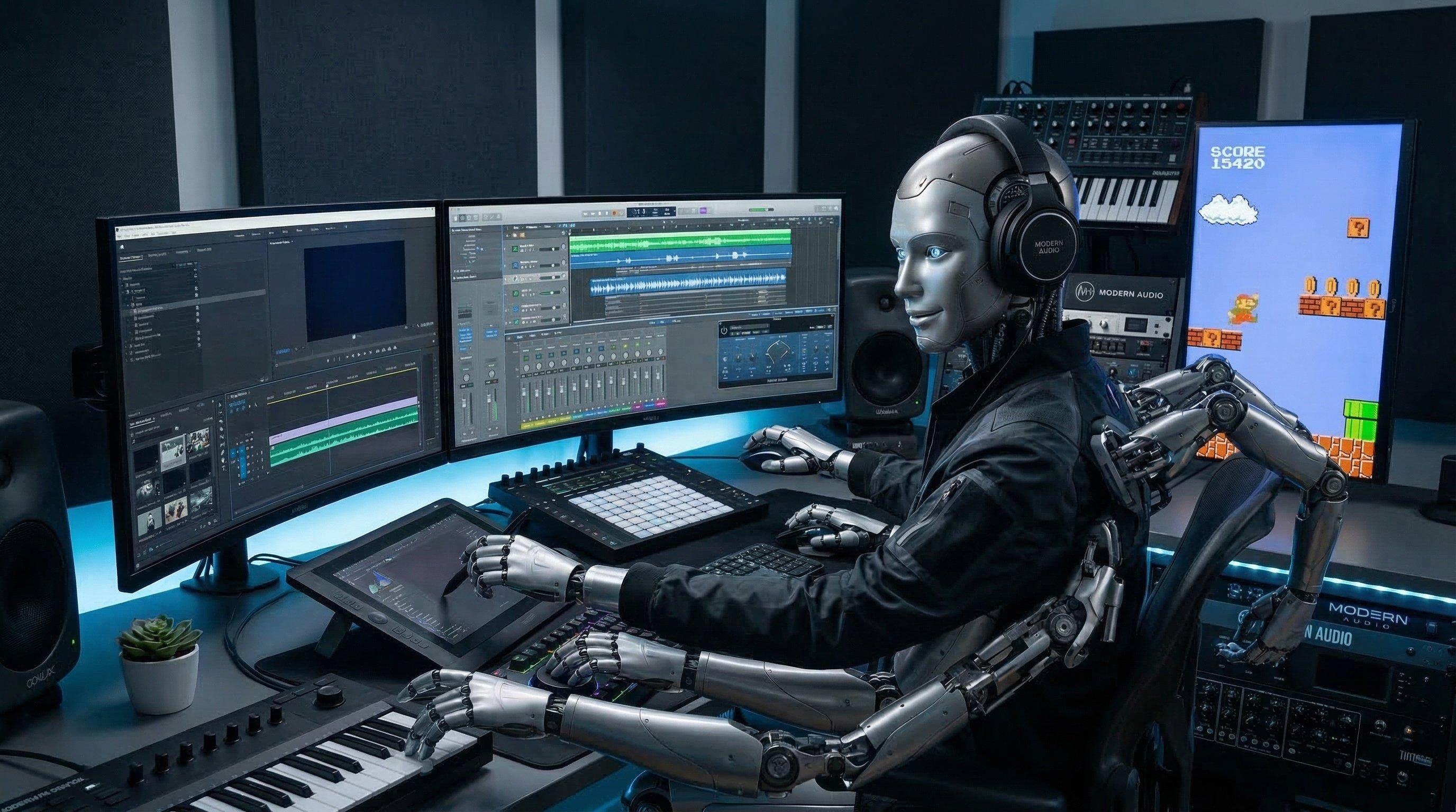 AI media engineer operating audio and video production systems