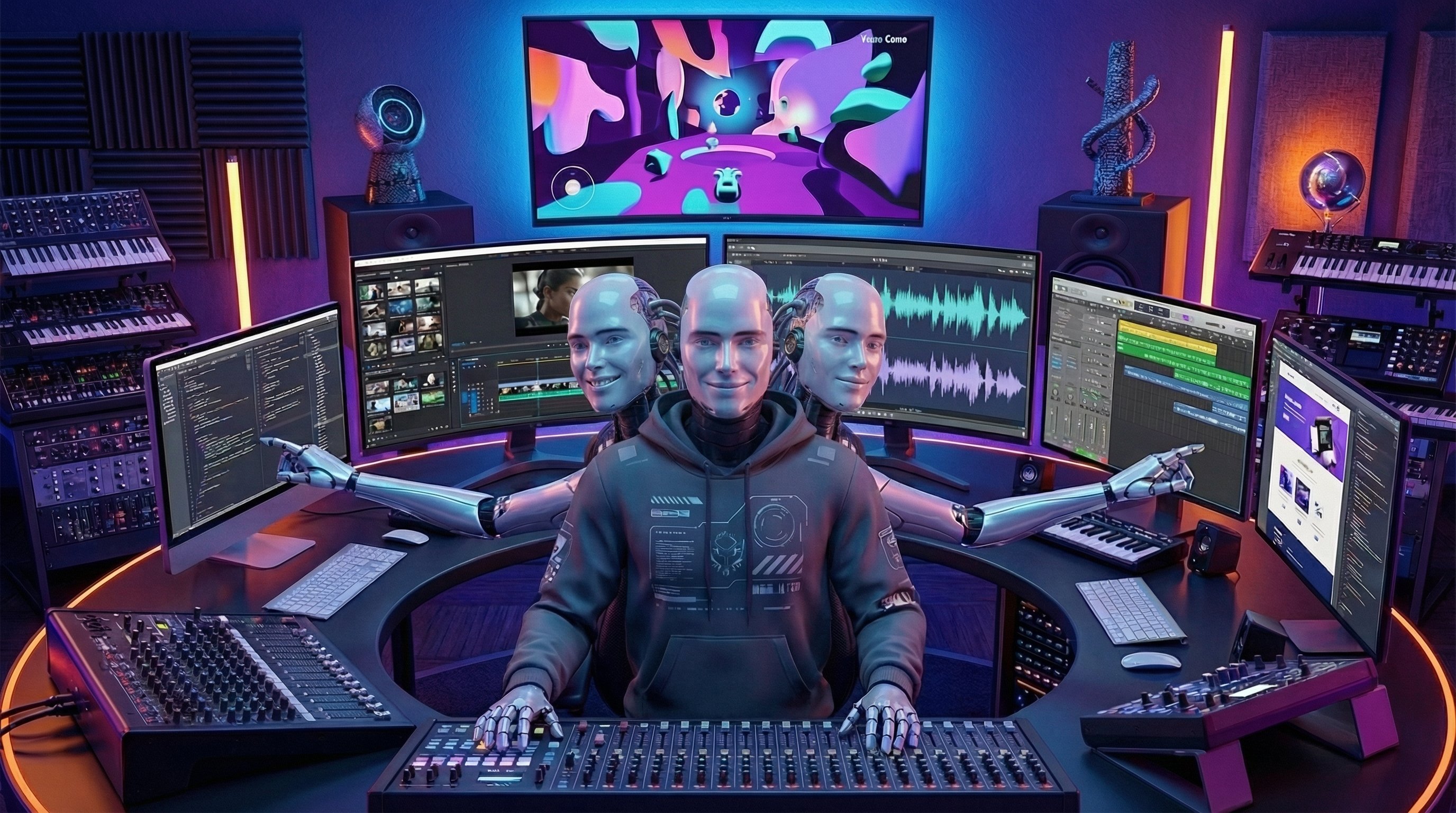 Creative professional AI agent operating multimedia workstations
